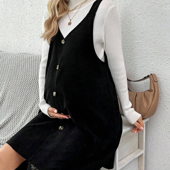 SHEIN Dresses & Skirts - SHEIN Black Button-Down Maternity Dress
